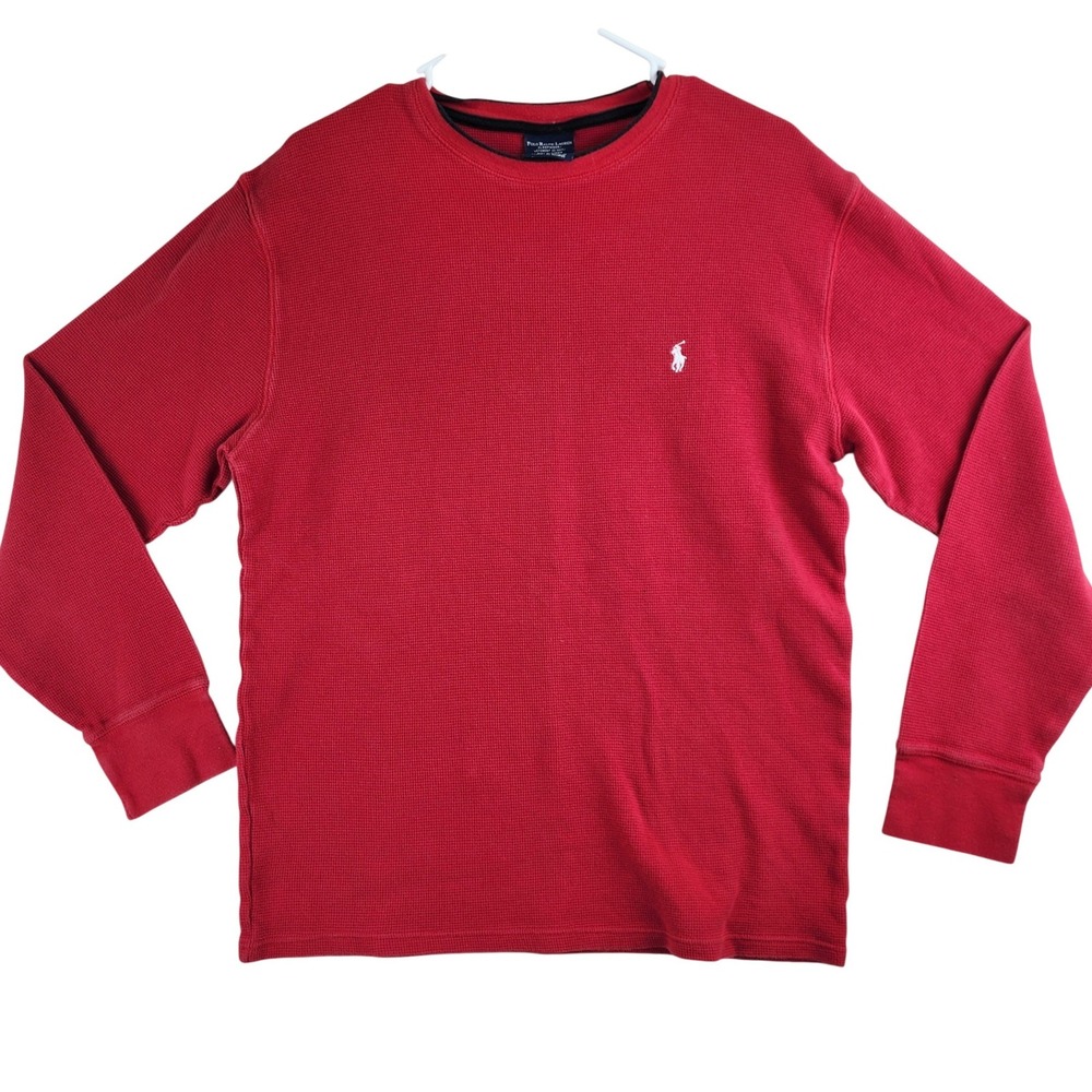 Polo Ralph Lauren Waffle Knit Thermal Shirt Mens XL Red Sleepwear Long Sleeve